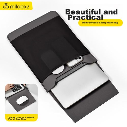 Funda para laptop Milooky de cuero PU Caqui/Gris para unisex