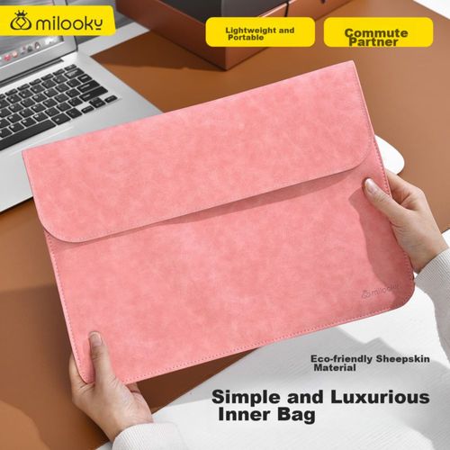 Funda para laptop Milooky de cuero sintético Gris para unisex