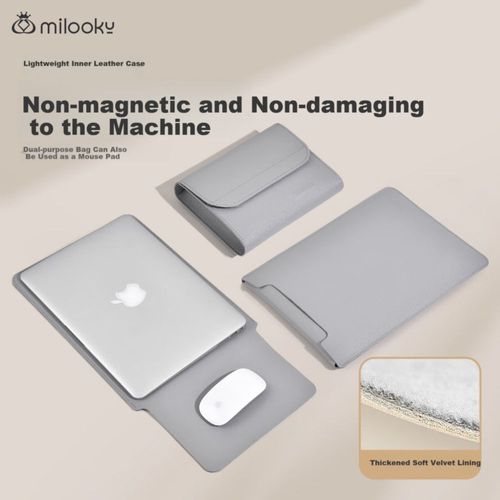 Funda de cuero Milooky para MacBook Pro 13 / MacBook Air 13.6 de felpa Negra unisex