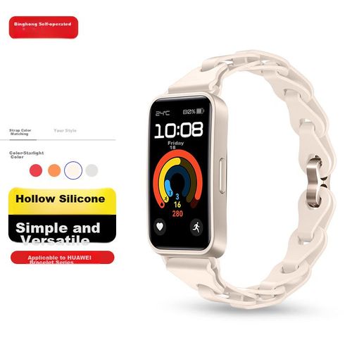 Correa De Silicona Binghong Para Huawei Band 8/9 Color Starlight (Cierre Dorado Claro)