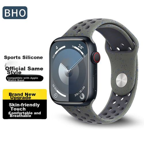 Correa De Silicona Bho Para Apple Watch S10/Ultra2/S9/S8/7/6/5/4/Se Negro Con Blanco