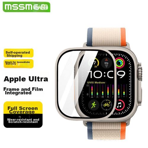 Protector De Pantalla De Vidrio Templado Mssm Para Apple Watch Ultra 1-2 49Mm Con Marco Metálico