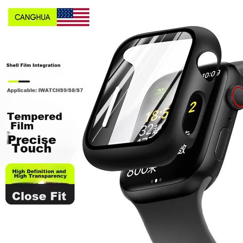 Funda De Cristal Templado Canghua Para Apple Watch S8/S7 41Mm/45Mm Transparente/Negro