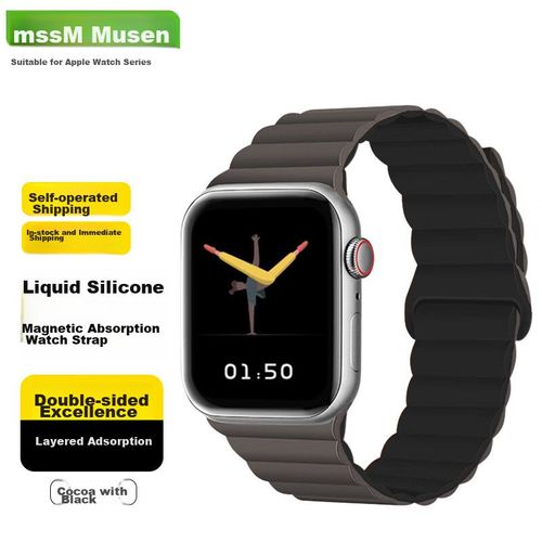 Correa De Silicona Magnética Mssm Para Apple Watch Ultra/S10/9/8/7/Se 38/40/41 Mm Negro