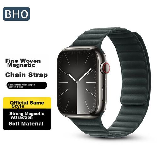 Correa Magnética De Nylon Bho Para Apple Watch S10/Ultra2/S9/Se/S8/7/6/5 22Mm Verde Invierno