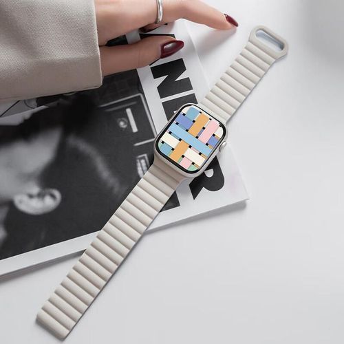 Correa De Silicona Magnetica Watchbond Para Apple Watch S9 38/40/41Mm Naranja Estrellado