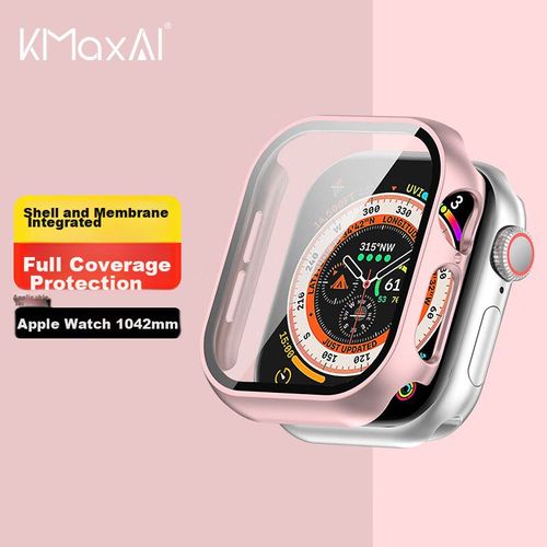 Funda Protectora De Pc Y Vidrio Templado Kmaxai Para Apple Watch 10 De 42Mm Dorado Rosa