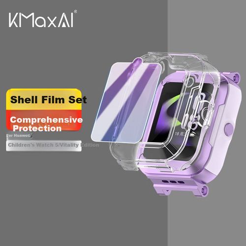Funda De Tpu Y Vidrio Templado Kmaxai Para Reloj Infantil Huawei 5 Azul Transparente