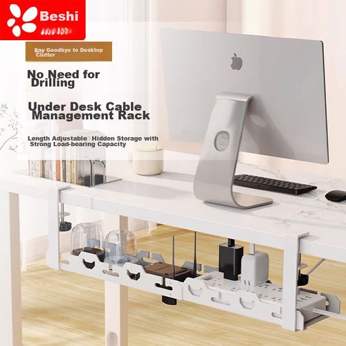 Organizador De Cables Bajo Escritorio Beishi Vertical Blanco