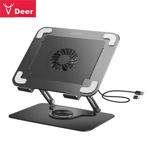 Soporte Para Laptop Deer Szh041 360° Rotatorio Con Ventilador Y Altura Ajustable