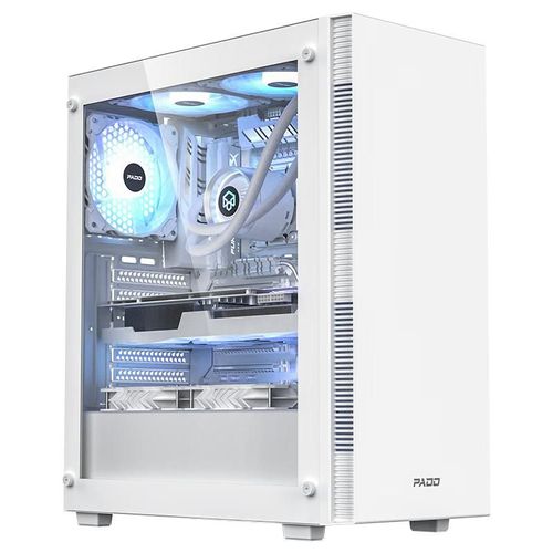 Funda Para Gaming Pado W5 Cristal Templado Atx Blanca