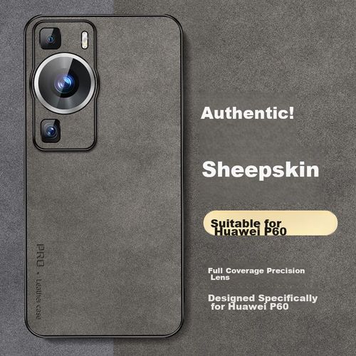 Funda Para Huawei P60 Shangsu Cuero De Cordero Gris