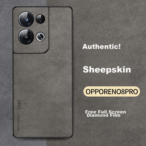 Funda Para Oppo Reno8 Pro Shangsu Piel De Cordero Gris Shangsu