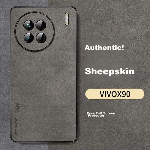 Funda Para Vivo X90 Shangsu Cuero De Cordero Gris