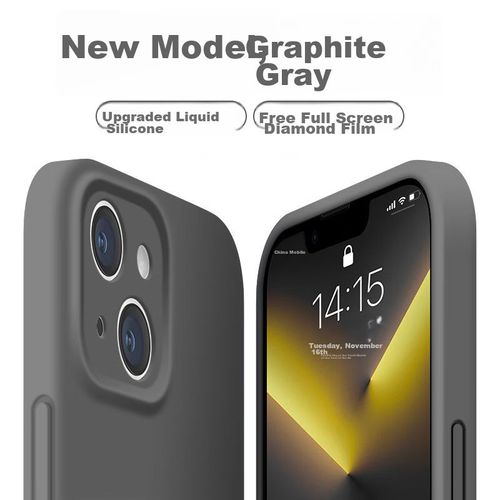 Funda Para Iphone 14 Plus Neyaa Silicona Líquida Gris Grafito