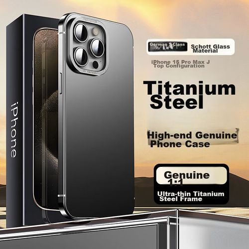 Funda Para Iphone 15 Pro Im-Chen Marco Acero Inoxidable Negro