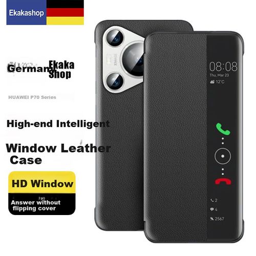 Funda Para Huawei P70 Pro Ekakashop Cuero Negro Smart View