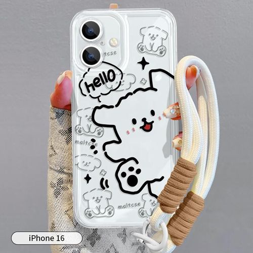 Funda Para Iphone 16 Yingkaida Tpu Transparente Con Cordón