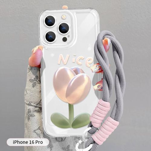 Funda Para Iphone 16 Pro Yingkaida Transparente Con Correa