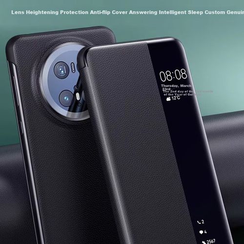 Funda Para Huawei Mate 70 Zhengjian Cuero Genuino Negra