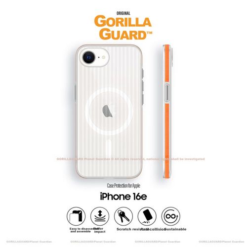 Funda Para Iphone 16E Gorilla Guard Ultradelgada Magnética Transparente Naranja