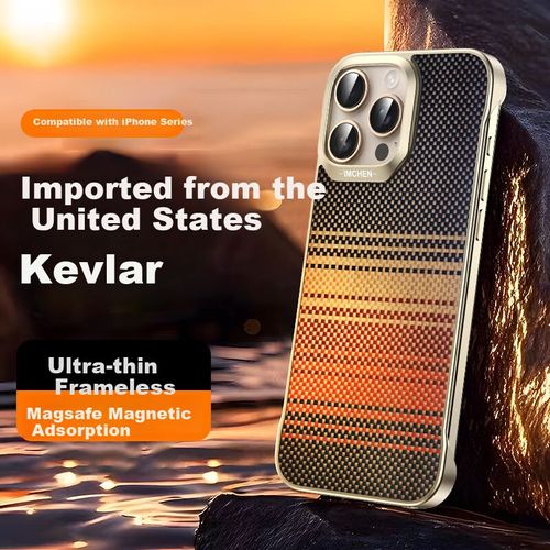 Funda Para Iphone 16 Pro Max Amichen Kevlar Roja Magsafe