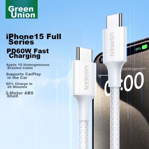 Cable UGREEN cargador de coche de carga rápida tipo C a tipo C PD60W