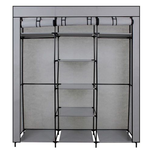 Closet Armable de Tela, Organizador de Ropa y Zapatos, Gris y Negro.