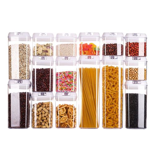 Set De 15 Contenedores Para Cocina Con Tapa Hermética, Transparente.
