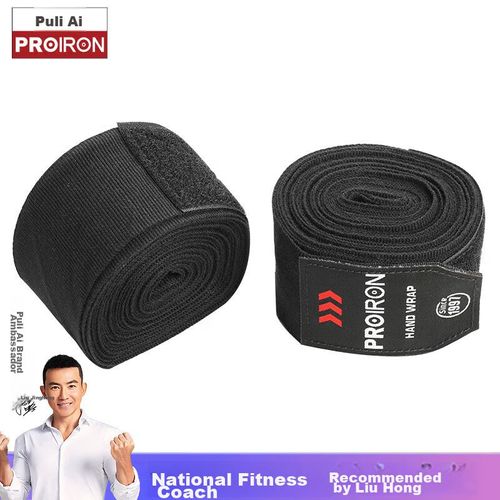 Vendas de boxeo elásticas para manos,4.5m, color negro, paquete de 2 vendas