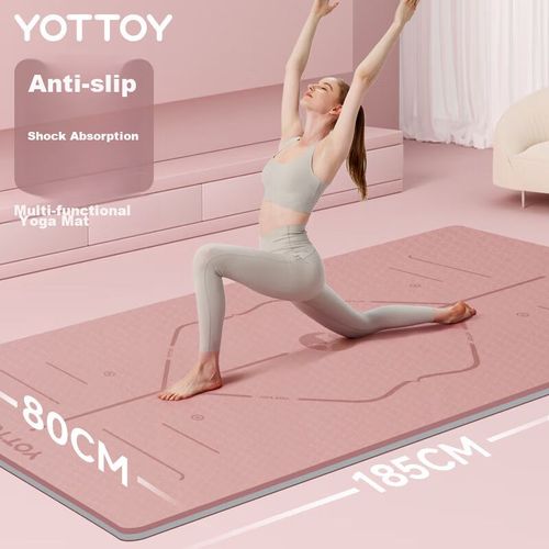 Tapete de yoga YOTTOY 185 X 80 cm, grosor 9mm, rosa coral