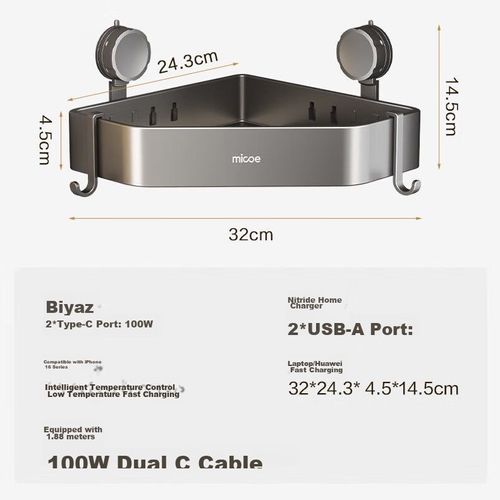 Estante organizador de baño triangular 32cm MICOE