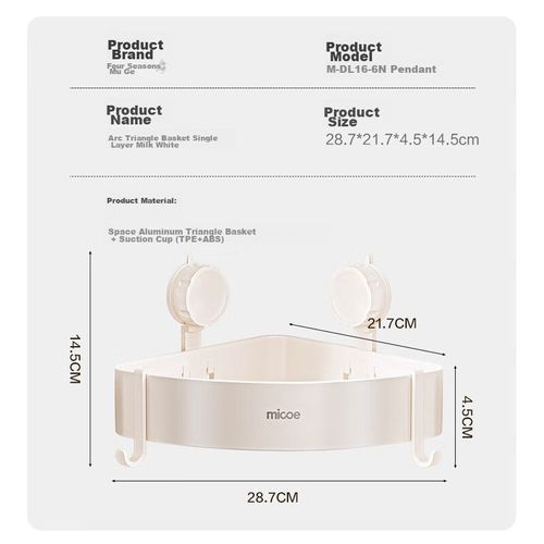 Estante organzador de baño triangular  28.7cm MICOE