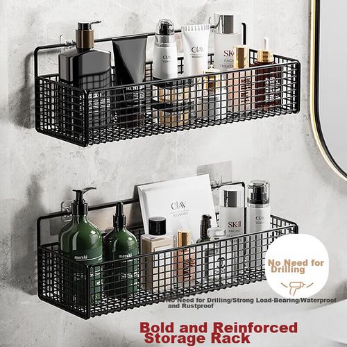 Estante organizador de baño 36cm de pared negro  T