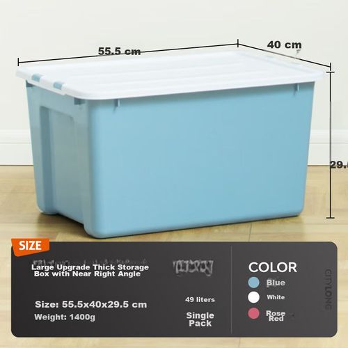 Caja de almacenamiento de plástico 49L azul