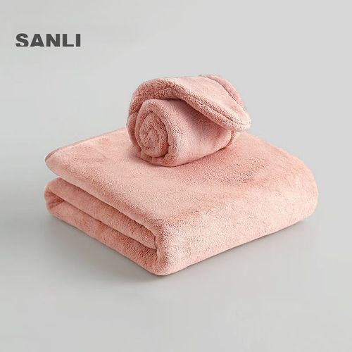 Juego de toalla de baño y gorro para el cabello 2pza Rosa