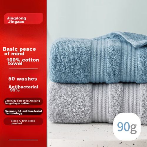 Toalla facial de algodón 33x70cm 2pzas azul y gris