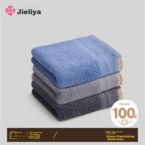 Toalla facial de algodón 72x34cm 3pzas azul y gris