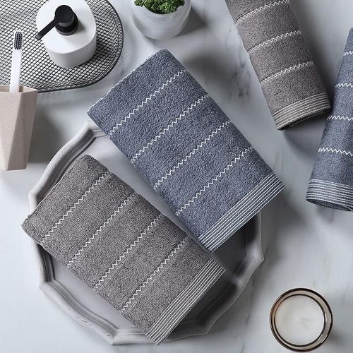 Toalla facial de fibra de bambú 2pzas azul y gris