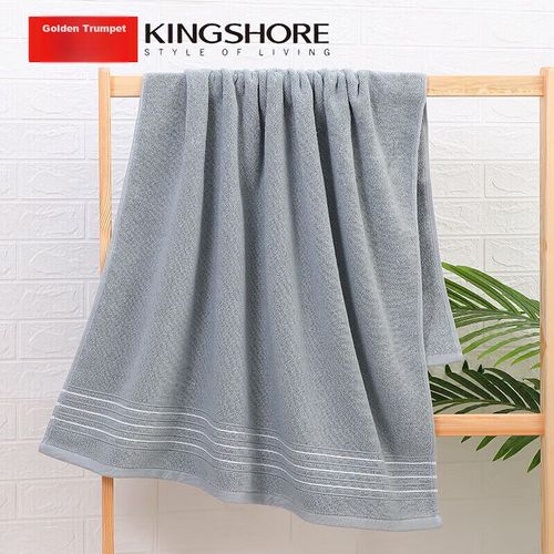 Toalla de baño de algodón bordado rayas 140x72cm Gris