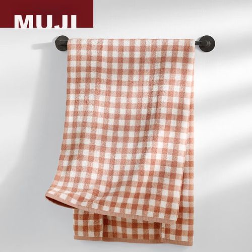 Toalla de baño de cuadros 140x70cm Rosa MUJI