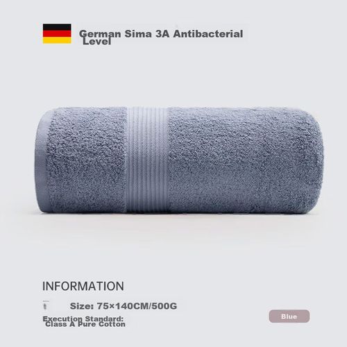 Toalla de baño de algodón puro 75x140cm Azul