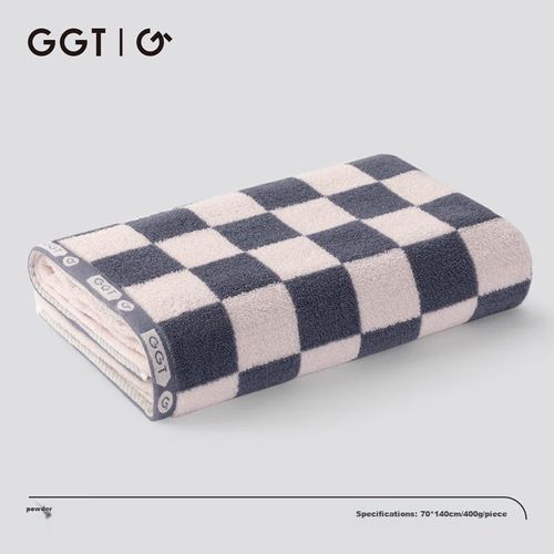 Toalla de baño de algodón de cuadros 70x140cm Rosa