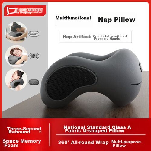 Almohada de viaje ergonómica de Memory Foam Negro