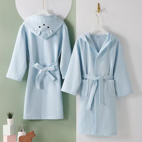 Bata de baño infantil de waffle Talla XL Azul