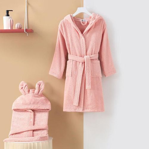 Bata de baño de algodón de niños Talla L Rosa