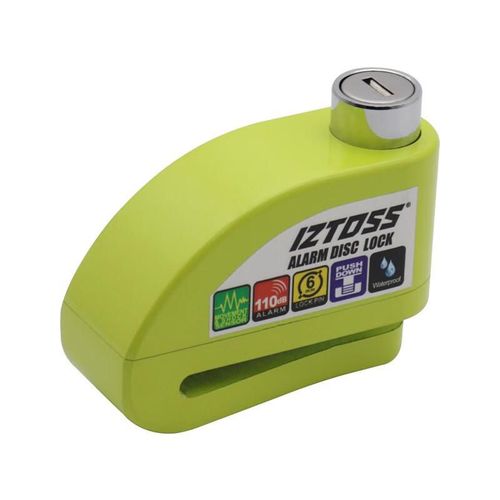 Candado Antirrobo de Disco con Alarma Verde Fluorescente