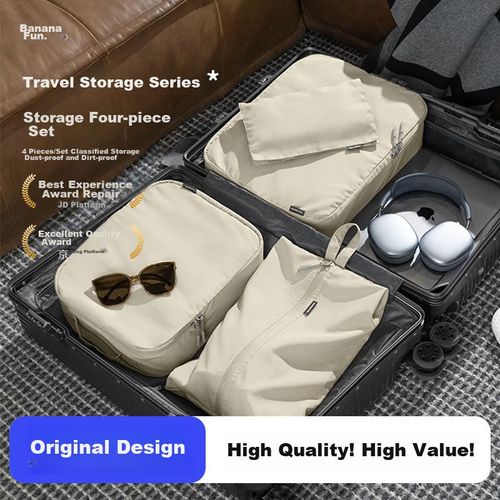 Set de Organizadores de Viaje de Poliéster 4 Piezas Beige