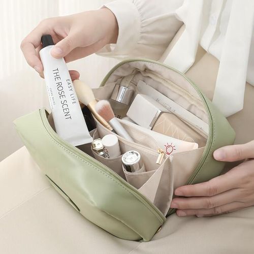 Organizador de Maquillaje de Cuero Acordeón Portátil 12cm x 9cm x 20cm
