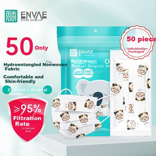 Cubrebocas Envae Quirúrgico Niños 50 Pzas Unisex